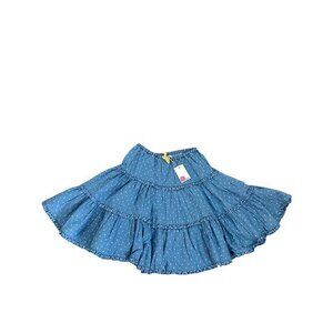 Girls Boden Blue Polka Dot Tiered Skirt Size 7-8Y 128cm 100% Cotton